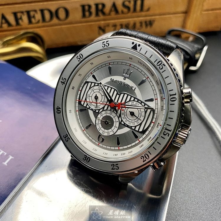MASERATI手錶,編號R8851101004,46mm銀錶殼,深黑色錶帶款◉20A004